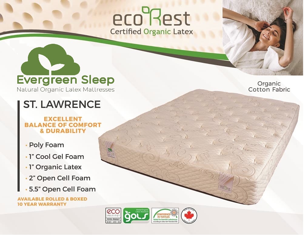 Evergreen ecoRest Certified Organic Latex Firm Mattress Spec NEW