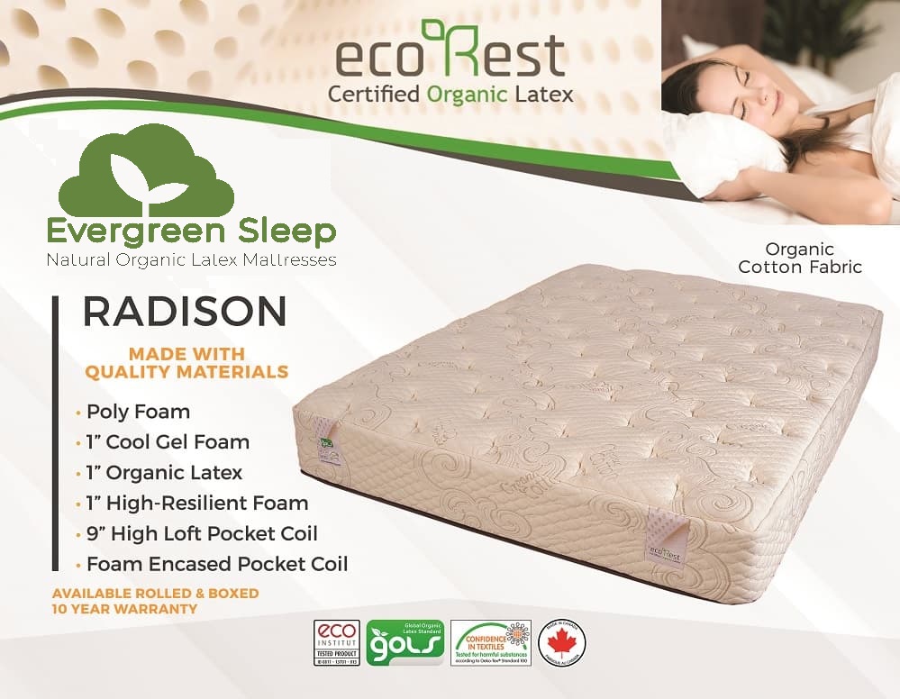 Evergreen ecoRest Certified Organic Latex Medium-Firm Mattress Spec NEW
