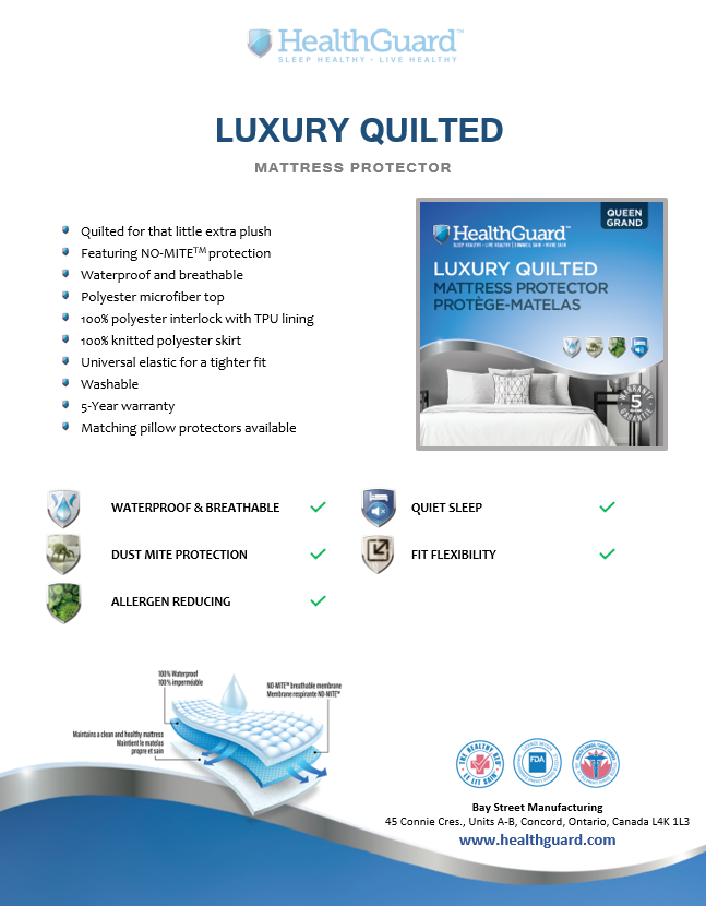 Healthguard Luxury Quilted Mattress Protector Spec