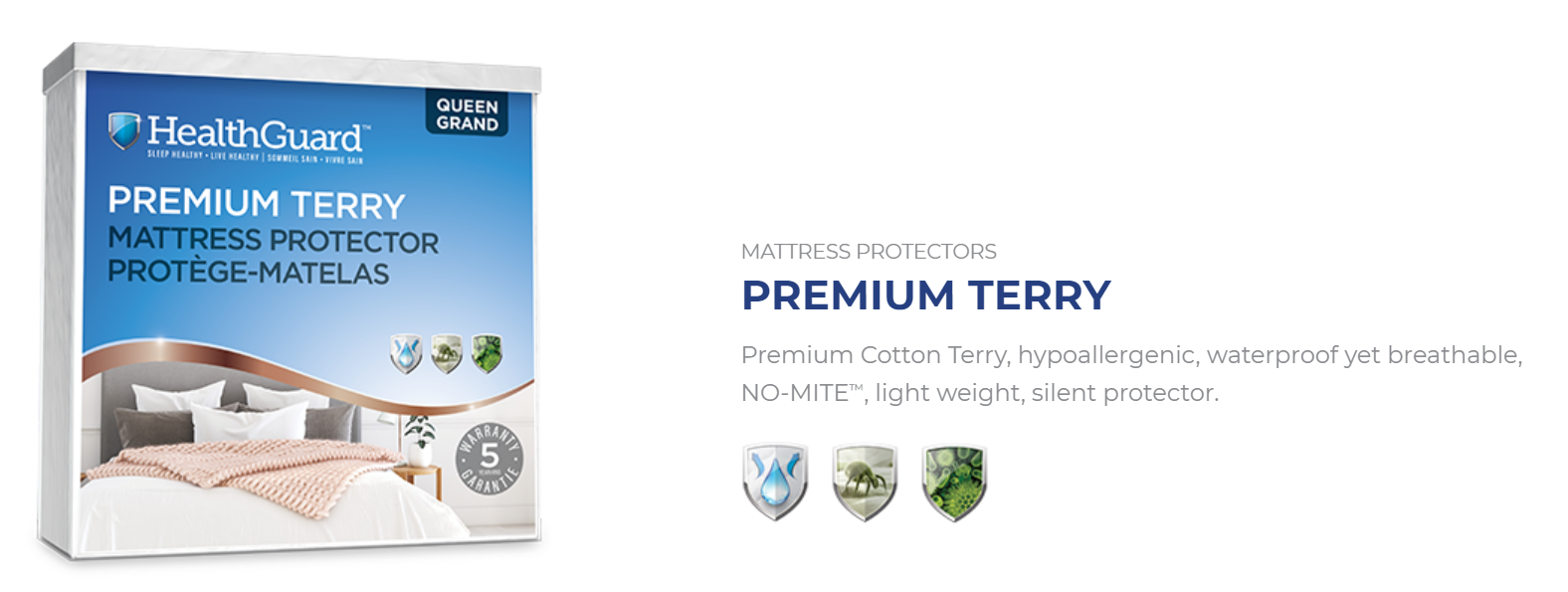 Healthguard Premium Terry Mattress Protector Banner