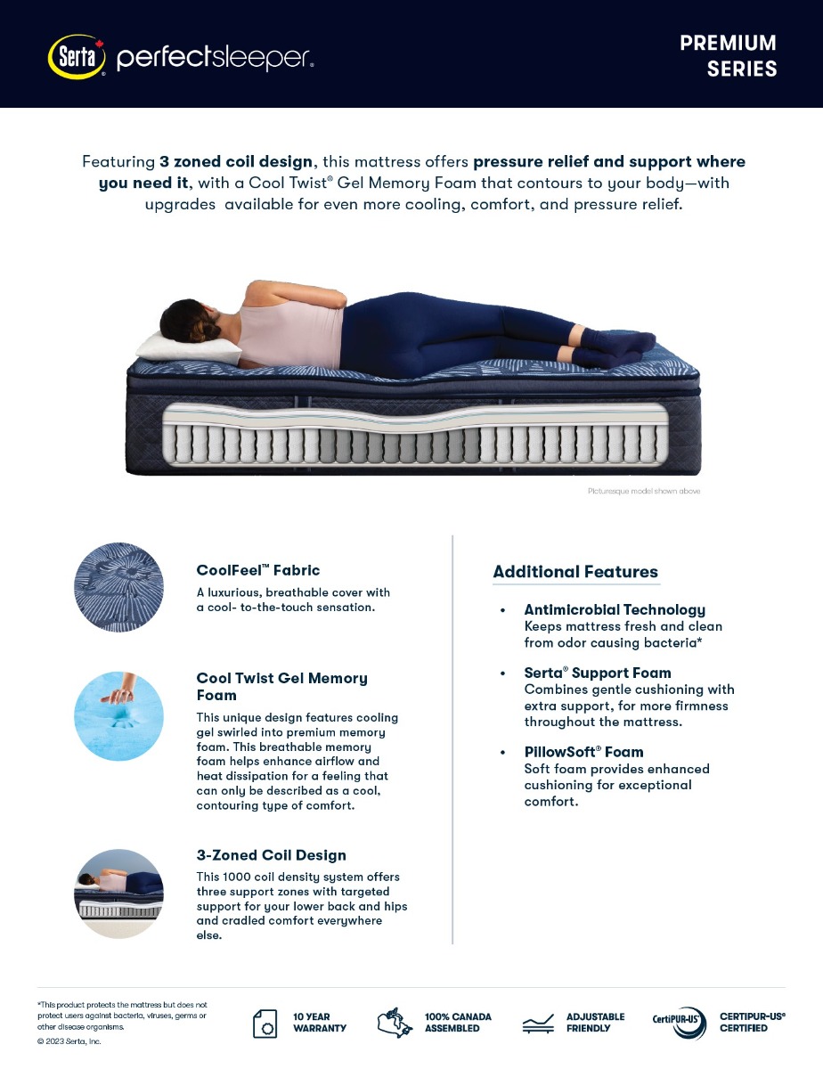 SERTA Perfect Sleeper Premium Pillow Top Plush Mattress 23 - Spec 2