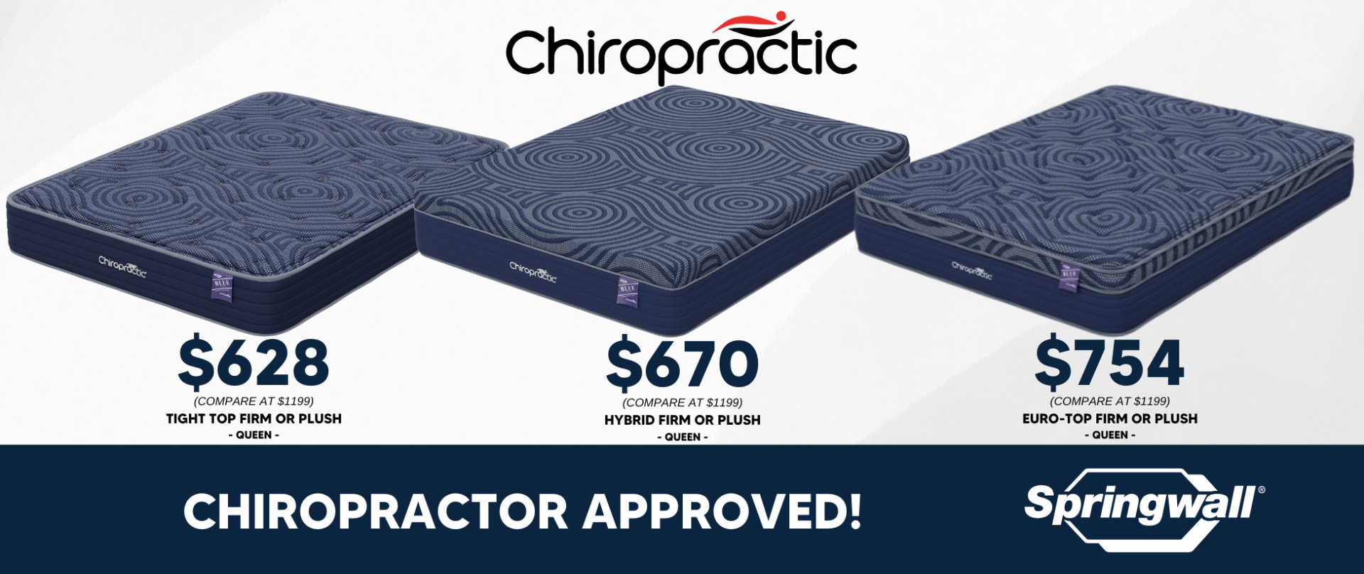 Springwall Chiropractic mattress sale banner - Canada