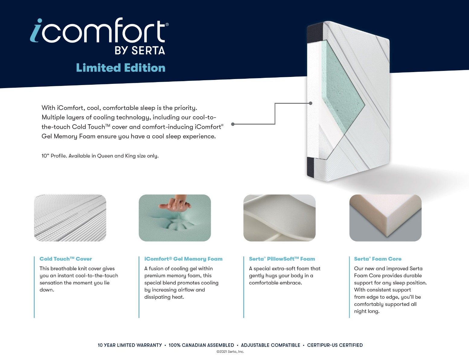 iComfort Limited Edition Firm Memory Foam Mattress Spec 2